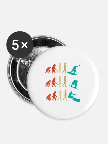 Wakeboarding Evolution Geschenk - Buttons groß 56 mm (5er Pack) - Weiß