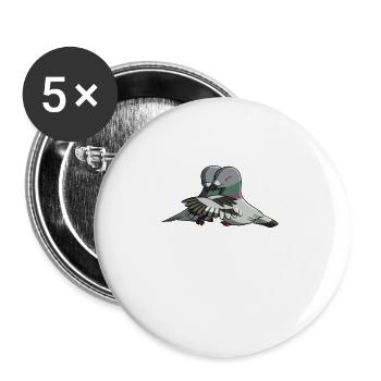 Sich umarmende Tauben - Buttons groß 56 mm (5er Pack) - Weiß - Vorne