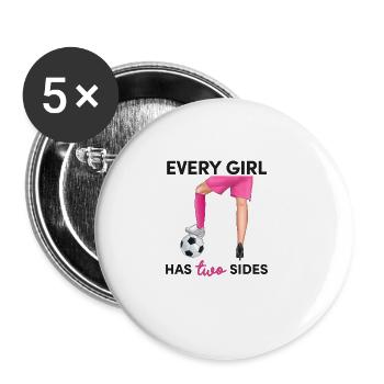 Fussballerin Fussballspielerin Frauenfussball - Buttons groß 56 mm (5er Pack) - Weiß - Vorne