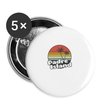 Padre Island Retro Vintage Stil Gestreifter Sonnenuntergang - Buttons groß 56 mm (5er Pack) - Weiß - Vorne