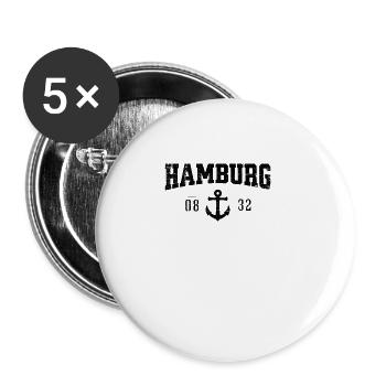 Hamburg Hafen Anker Fan Hamburger Geschenk - Buttons groß 56 mm (5er Pack) - Weiß - Vorne