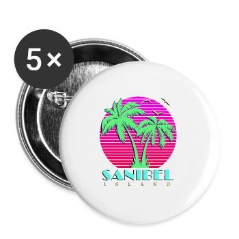 Sanibel Island - Lot de 5 grands badges (56 mm) - blanc - Devant