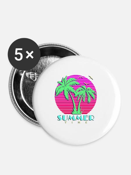 Sommerzeit - Buttons groß 56 mm (5er Pack) - Weiß