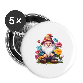 Garden gnome - Buttons large 2.2''/56 mm (5-pack) - white - Front