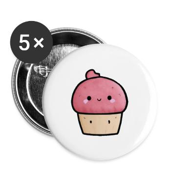 Niedlicher süßer Cupcake kawaii - Buttons groß 56 mm (5er Pack) - Weiß - Vorne