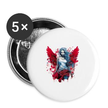 Frau mit Engelsflügel Engel Esoterik Flügel - Buttons groß 56 mm (5er Pack) - Weiß - Vorne