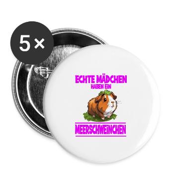 Echte Mädchen haben haben ein Meerschweinchen - Buttons groß 56 mm (5er Pack) - Weiß - Vorne
