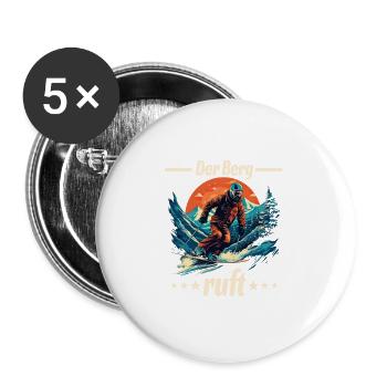 Skifahren Abseits der Piste Winterspaß - Buttons groß 56 mm (5er Pack) - Weiß - Vorne