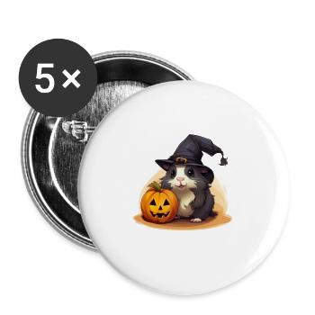 Meerschweinchen Halloween Kostüm - Buttons groß 56 mm (5er Pack) - Weiß - Vorne