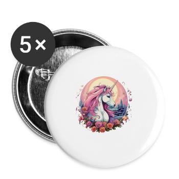 Love Unicorns Valentines Day Love - Buttons groß 56 mm (5er Pack) - Weiß - Vorne