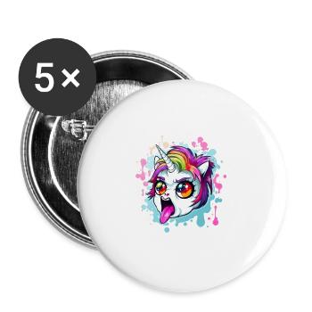 Schimpfendes Einhorn Beschweren Laune - Buttons groß 56 mm (5er Pack) - Weiß - Vorne
