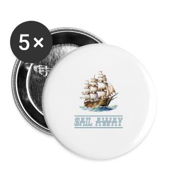 Papierschiff Papierboot Papierschiffchen - Buttons groß 56 mm (5er Pack) - Weiß - Vorne