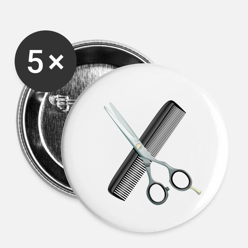 Hairdressing scissors with comb - Buttons large 2.2''/56 mm (5-pack) - white