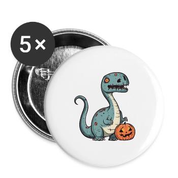 Dinosaur brontosaurus Halloween Funny Zombie - Buttons large 2.2''/56 mm (5-pack) - white - Front