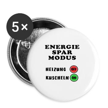 Energiesparmodus Heizung Kuscheln Energiekrise - Buttons groß 56 mm (5er Pack) - Weiß - Vorne