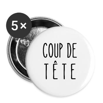 coup de tête - Lot de 5 grands badges (56 mm) - blanc - Devant