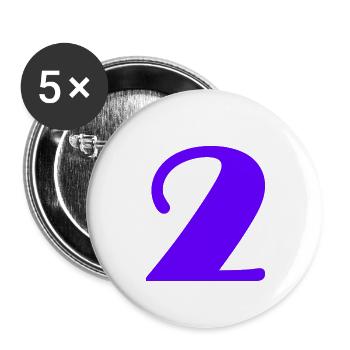 2. 2 JAHRE. 2. JUBILÄUM. GEBURTSTAG 2 JAHRE - Buttons groß 56 mm (5er Pack) - Weiß - Vorne