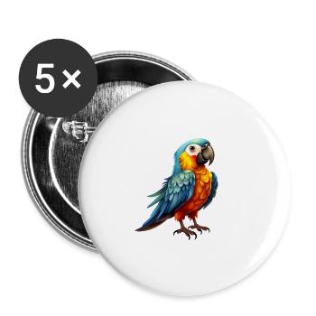 Ara Papagei für einen Vogelliebhaber - Buttons groß 56 mm (5er Pack) - Weiß - Vorne