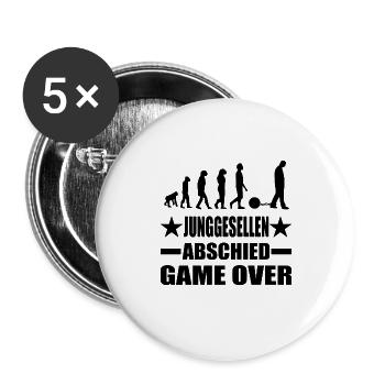 Junggesellenabschied - Buttons groß 56 mm (5er Pack) - Weiß - Vorne