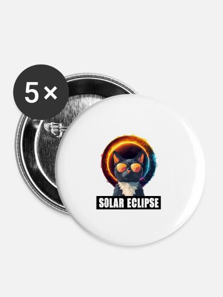 Sonnenfinsternis Katze - Buttons groß 56 mm (5er Pack) - Weiß