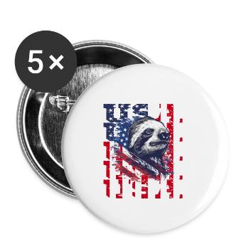 Patriotisches Faultier Amerikanische Flagge Tier - Buttons groß 56 mm (5er Pack) - Weiß - Vorne