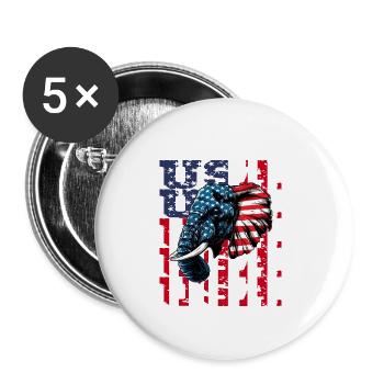 Patriotisches Elefant Amerikanische Flagge Tier - Buttons groß 56 mm (5er Pack) - Weiß - Vorne