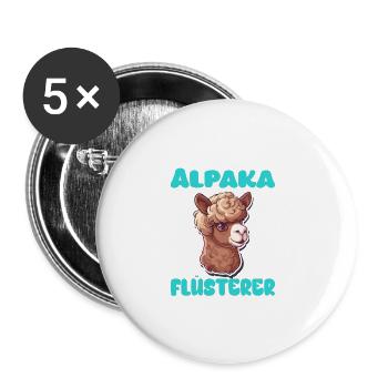 Alpaka Flüsterer für Alpakaliebhaber - Buttons groß 56 mm (5er Pack) - Weiß - Vorne