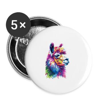 Alpaka Lama für Alpakaliebhaber - Buttons groß 56 mm (5er Pack) - Weiß - Vorne