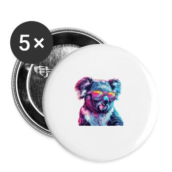 Streetart Funky Koala Urban Rap Street - Buttons groß 56 mm (5er Pack) - Weiß - Vorne