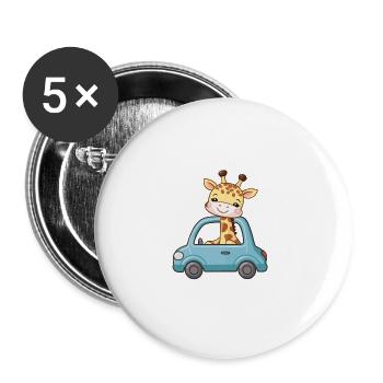 Niedliche Giraffe für Kinder für Kinder - Buttons groß 56 mm (5er Pack) - Weiß - Vorne