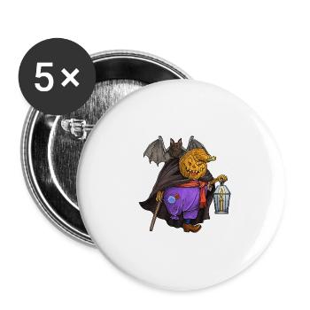 Pumpkin with the bat. A fun Halloween - Buttons large 2.2''/56 mm (5-pack) - white - Front