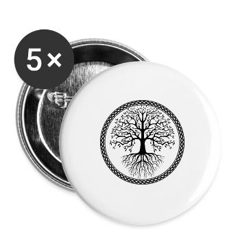 Baum des Lebens, Kraft, Familie, Natur, Liebe - Buttons groß 56 mm (5er Pack) - Weiß - Vorne