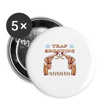 Lustiger Tontaubenschießen Spruch und - Buttons groß 56 mm (5er Pack) - Weiß - Vorne
