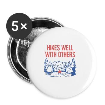 Hikes Well With Others Hiking Friends Hiker Buddy - Buttons large 2.2''/56 mm (5-pack) - white - Front