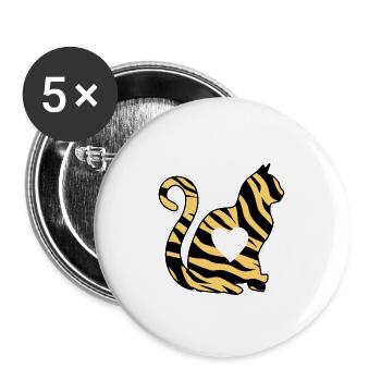 Tiger Print Life without cat is useless cats - Buttons large 2.2''/56 mm (5-pack) - white - Front