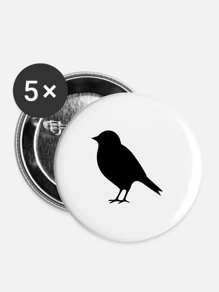 Vögelchen - Buttons groß 56 mm (5er Pack) - Weiß