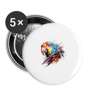 Perroquet, Oiseau, Liberté Animale, Monde, Merveille de la faune - Lot de 5 grands badges (56 mm) - blanc - Devant