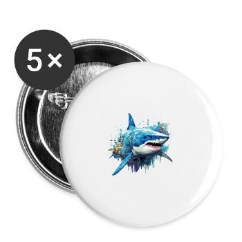 Shark Fish Ocean World Wildlife Wonder Abstract - Buttons large 2.2''/56 mm (5-pack) - white - Front