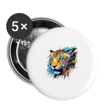 Panther Animal Freedom World Wildlife Abstract - Buttons large 2.2''/56 mm (5-pack) - white - Front