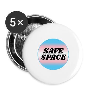 TRANS safe space - transgender pride - Buttons large 2.2''/56 mm (5-pack) - white - Front