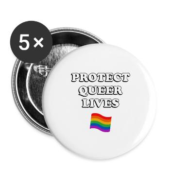 Queeres Leben schützen - Buttons groß 56 mm (5er Pack) - Weiß - Vorne