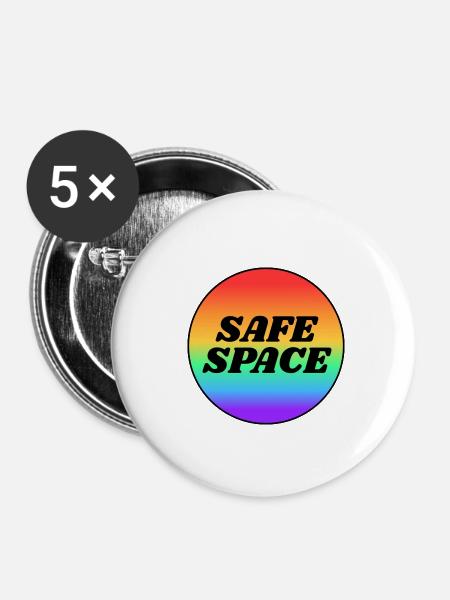 LGBT Safe Space - Buttons groß 56 mm (5er Pack) - Weiß