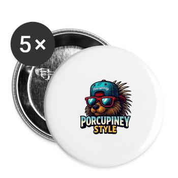 STYLE PORC-ÉPIC - Lot de 5 grands badges (56 mm) - blanc - Devant
