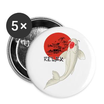 Détendez-vous Koi Carp Japan Garden Pond Showa - Lot de 5 grands badges (56 mm) - blanc - Devant