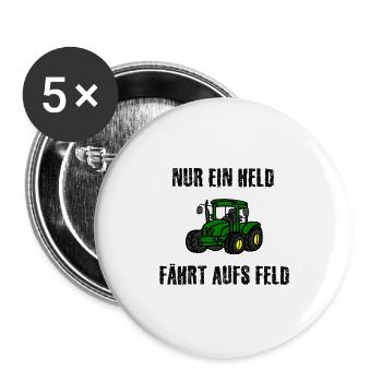 Traktor - Buttons groß 56 mm (5er Pack) - Weiß - Vorne