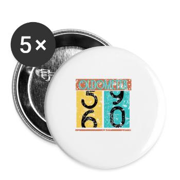 60th Birthday Gift Oldometer 59 to 60 T-Shirt - Buttons large 2.2''/56 mm (5-pack) - white - Front