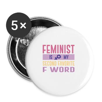 Frauen Gleichberchtigung Design und Feminist - Buttons groß 56 mm (5er Pack) - Weiß - Vorne