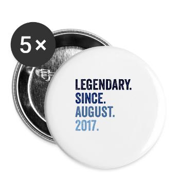 Legendary Since August 2017 5th Birthday - Buttons large 2.2''/56 mm (5-pack) - white - Front