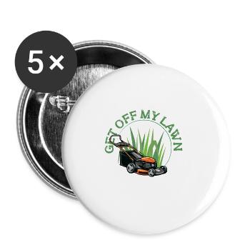 Rasenmäh Motiv I Rasenmäher für Gärtner - Buttons groß 56 mm (5er Pack) - Weiß - Vorne