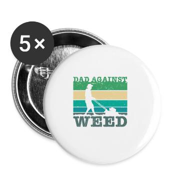 Dads Against Weed Funny Gardening Lawnmower Dad - Buttons groß 56 mm (5er Pack) - Weiß - Vorne